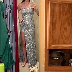 Windsor Baby Blue Sequin Prom Dress